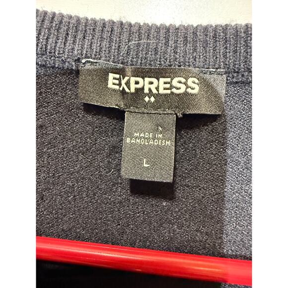 EXPRESS Short Sleeve Black Crewneck Sweater with Short Ruffle Sleeves Size L - Picture 6 of 10